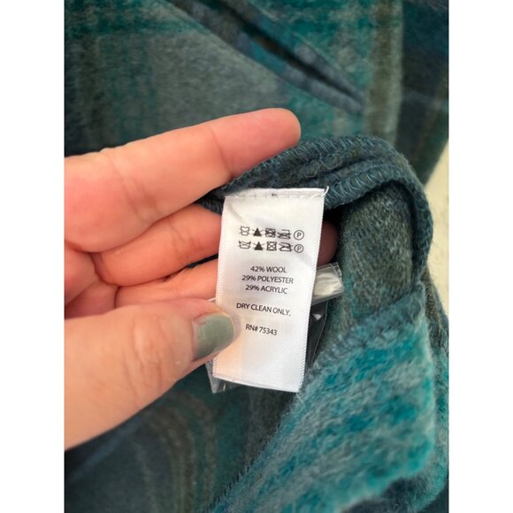 Rachel Zoe green plaid wool blend open jacket Coat - Picture 9 of 14